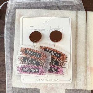 Brown and Multicolor Inspirational Earrings
